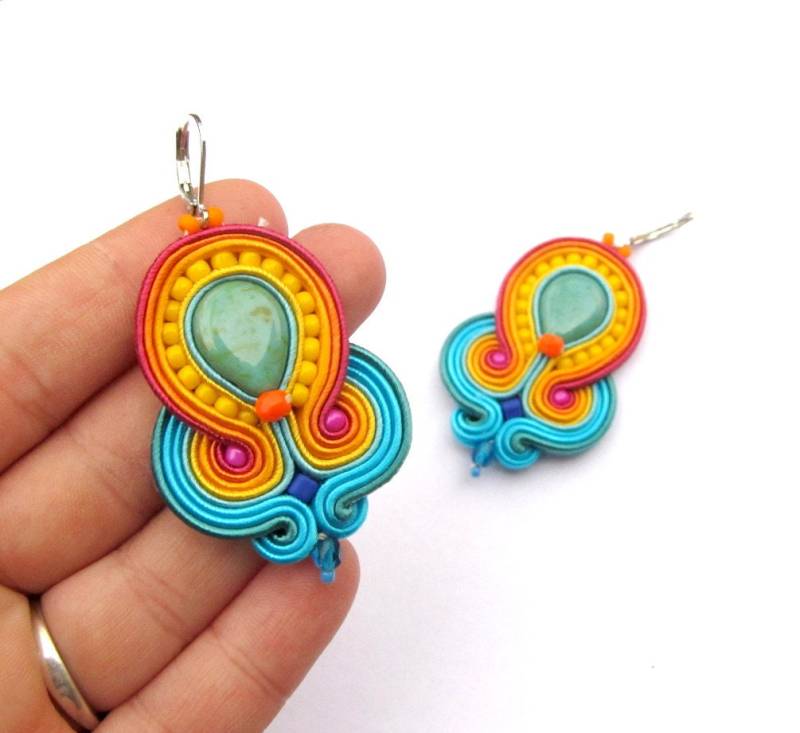 Boho Soutache Ohrringe Bunte Handgefertigte Stickerei von JoJoJoanson