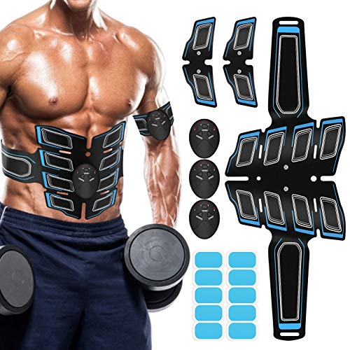 Muskel-Toner ABS Stimulator Training Workout Gürtel Körper Bauch Toning Gear Taille Trimmer Ab Workouts Intelligentes Drahtloses Fitnessgerät für Männer Frauen Bauch/Arm/Bein Home Office Übung Blau, von JoJoMooN
