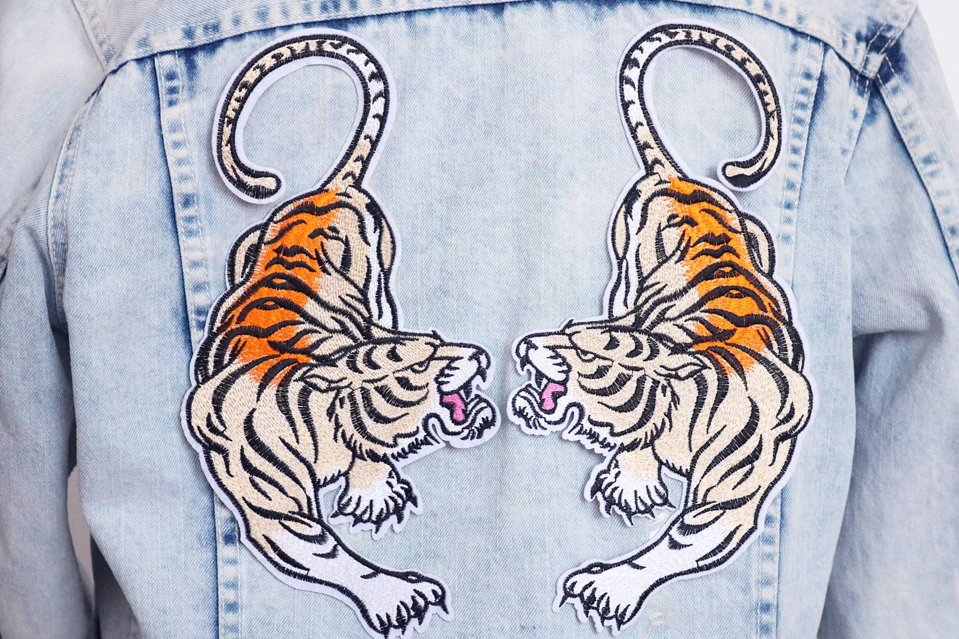 Ein Paar Große Tiger-Patches, Aufnäher Zum Aufbügeln, Bestickter Aufnäher, Applikation von JoJoStoreHighJob