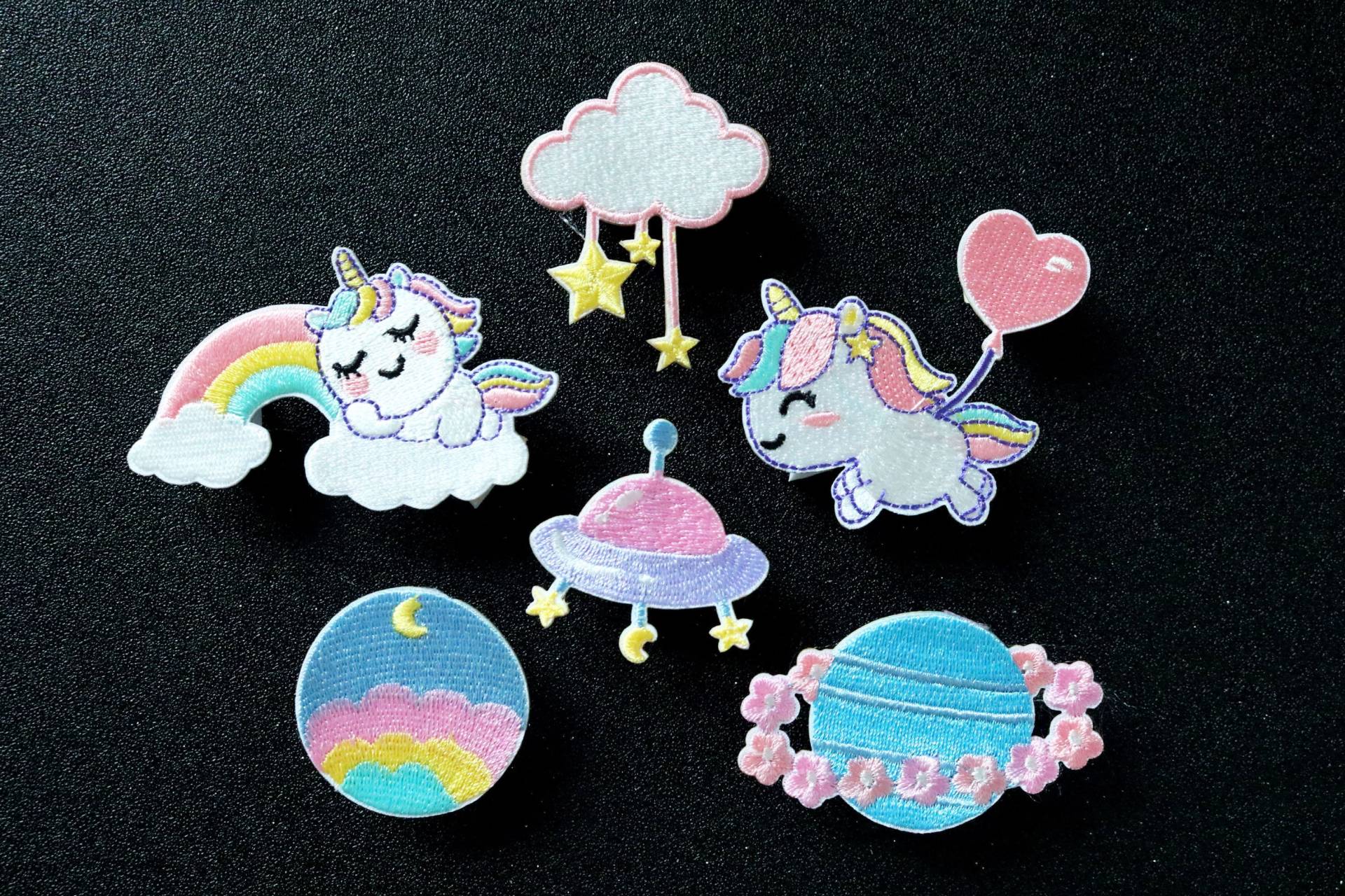 Einhorn, Regenbogen, Stern, Planet, Ufo, Bügel Patch, Bestickter Aufnäher, Aufnäher, Applikation von JoJoStoreHighJob