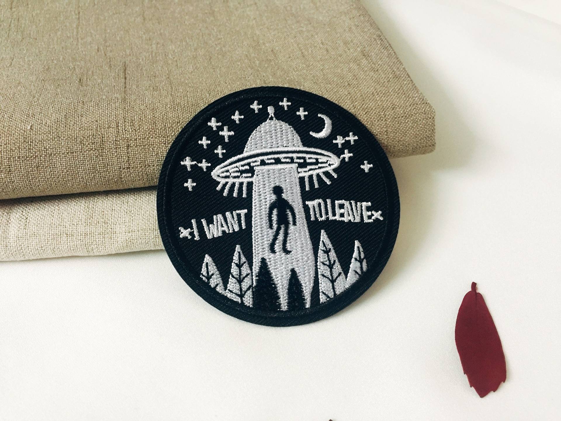 Iwant To Leave Patch, Ufo Patch, Alien Patch, Bügel Patch, Bestickter Aufnäher, Aufnäher, Applikation von JoJoStoreHighJob