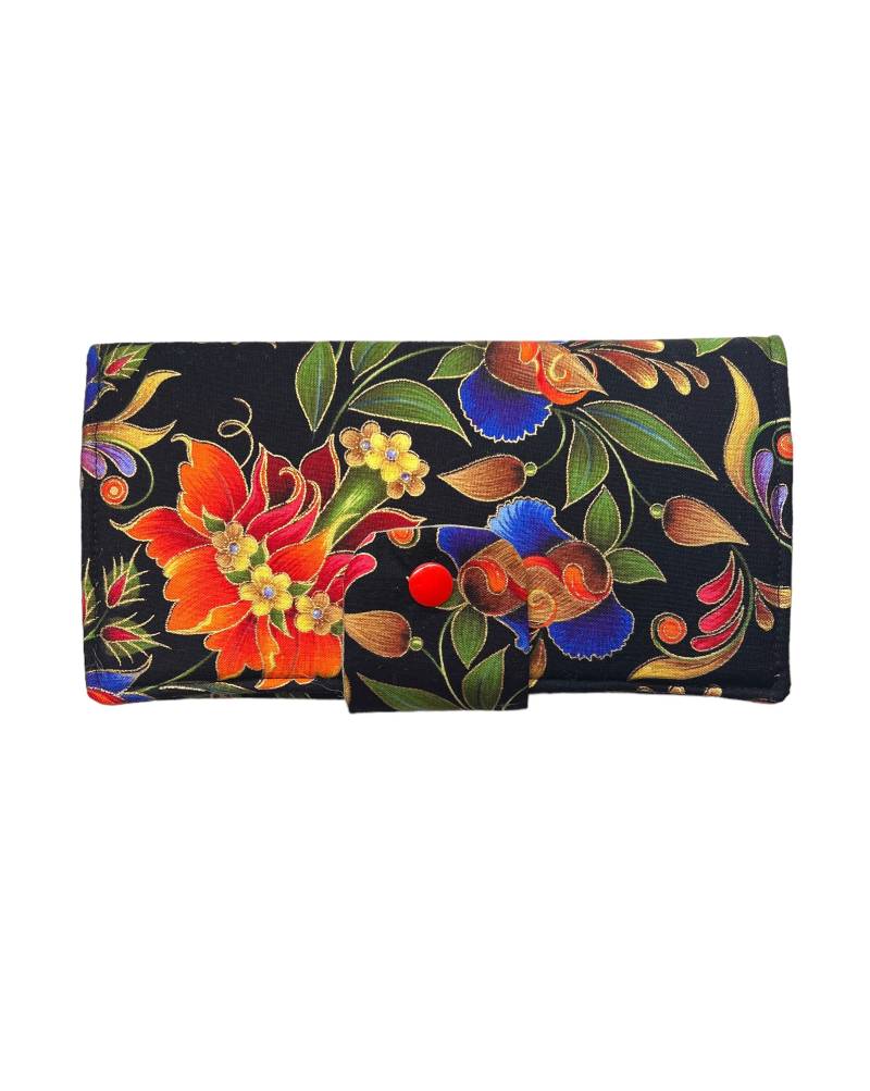 Portemonnaie Aus Goldfarbener Orangefarbener Blume Mit Blumenmuster von JoMuMakings