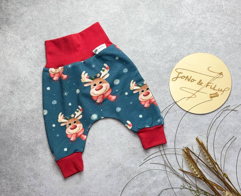 Sale Pumphose Weihnachten Rentier Lichterkette Rudolf Unisex Blau Rot von JoNoFiLu