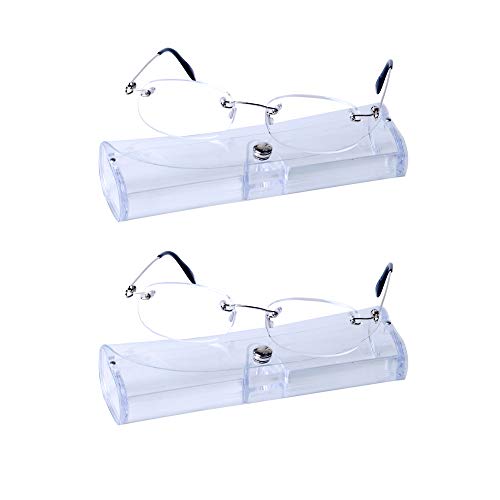 2 Stueck Unisex Rahmenlose Lesebrille für Herren und Damen + 3.0 (65-69 Jahre) Ultraleicht(14g) Klare Linse Presbyopische Gläser mit Etui von JoXiGo