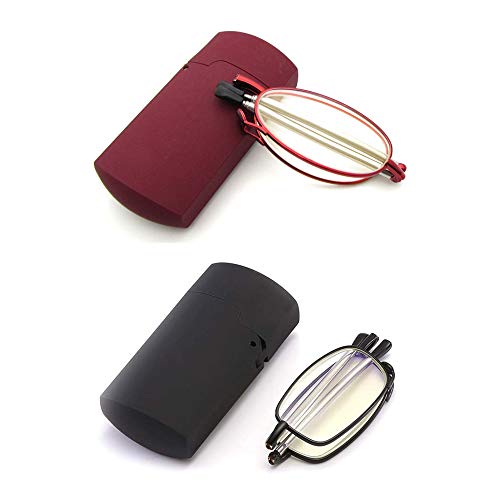 JoXiGo 2X Blaulichtfilter Mini Lesebrille Faltbar Klappbar für Herren Damen +1.5 Metallrahmen Kompakte Leichte Brillen UV400 Anti-Müdigkeit Gläser mit Pocket Etui von JoXiGo