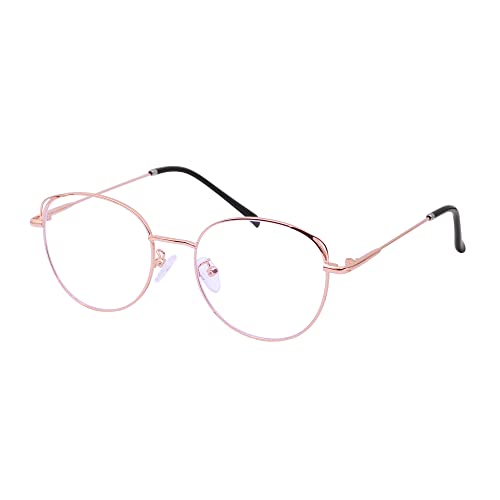 JoXiGo Brille Blaulichtfilter Ohne Stärke Damen Herren Metallgestell Brillenfassung Computerbrille mit Brillenetuis Brillenkette von JoXiGo