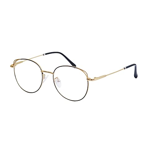 JoXiGo Brille Blaulichtfilter Ohne Stärke Damen Herren Metallgestell Brillenfassung Computerbrille mit Brillenetuis Brillenkette von JoXiGo