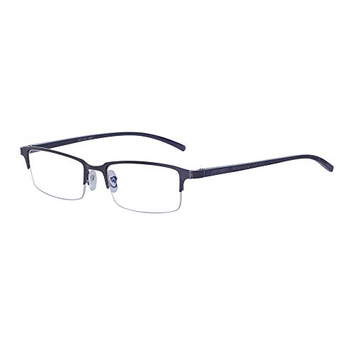 JoXiGo Computerbrille Ohne Stärke Blaulichtfilter für Herren Metall Rechteckig Halbrahmen Brillenfassungen Auswechselbar Klare Linse mit Brillenetuis von JoXiGo