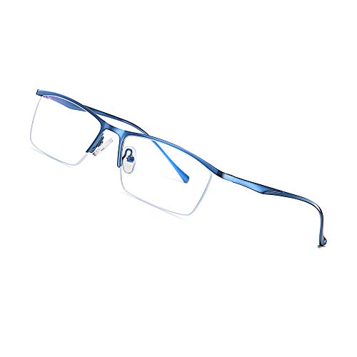 JoXiGo Herren Computerbrille Blaulichtfilter Ohne Stärke UV Blockieren Anti-Müdigkeit Metall Halbrahmen Rechteckig Brillenfassungen + Brillenetuis von JoXiGo