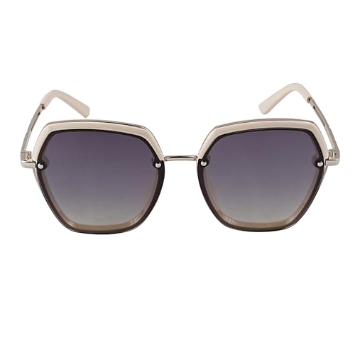 JoXiGo Sonnenbrille Damen Polarisiert UV400 Groß Metall Rahmen Mode Elegant Farbverlauf + Sonnenbrillen Beutel von JoXiGo