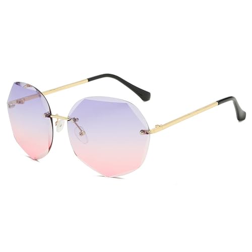JoXiGo Übergroße Sonnenbrille Damen Metall Rahmen Mode Stil Sonnenbrille Groß Oversized Moderne UV400 Schutz + Sonnenbrillen Beutel von JoXiGo