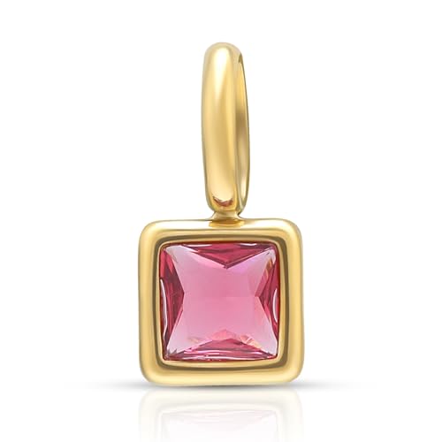 Joacii 14K vergoldet Juli Geburtsstein Zirkonia Anhänger Einfache Rose Rot Charms Strass Tropfen für Abschlussgeschenk von Joacii