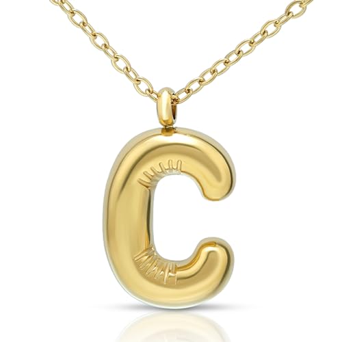 Joacii 18K vergoldeter Ballon Initial Letter C Anhänger Halskette für Frauen von Joacii