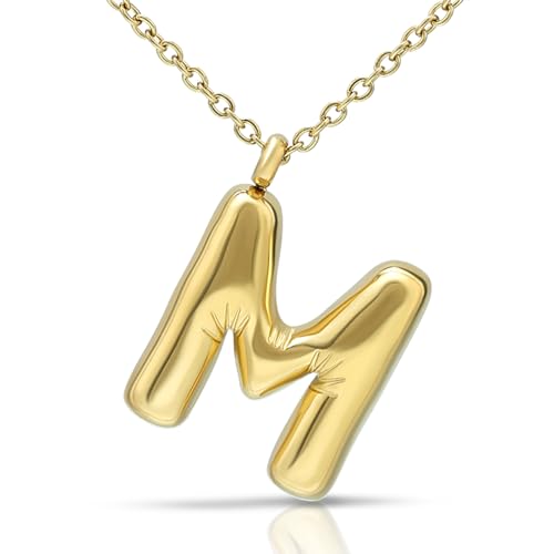 Joacii 18K vergoldeter Ballon Initial Letter M Anhänger Halskette für Frauen von Joacii