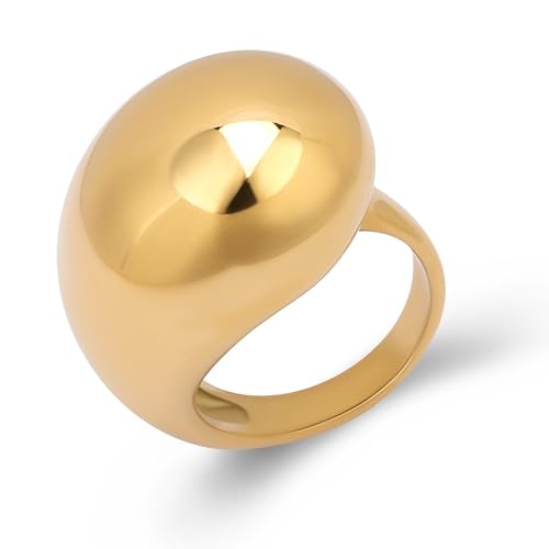 Joacii Chunky Vergoldete Ringe für Frauen Dicke Croissant Band Ring Nicht Anlaufen Gold Ringe Comfort Fit Größe 7 von Joacii