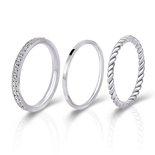 Joacii Edelstahl Ringe Stapelbare Ringe für Frauen Twisted Seil Ringe Layering Band Comfort Fit Größe 6 von Joacii