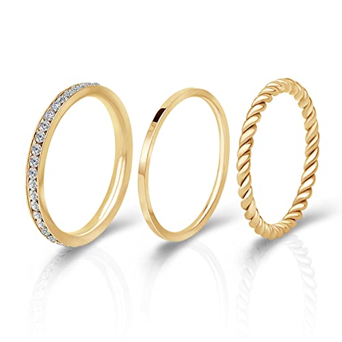 Joacii Gold überzogene Ringe für Frauen Trendy Stapelbare Ringe Ästhetische Schmuck Zehenringe Set Komfort Fit Größe 7 von Joacii