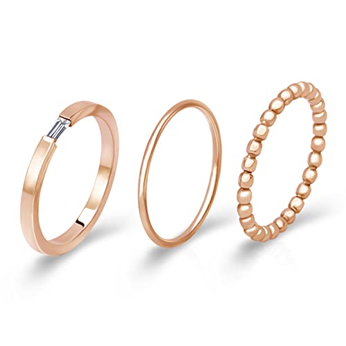 Joacii Rose Gold überzogene Edelstahl Stacking Eheringe für Frauen Comfort Fit Größe 8 von Joacii