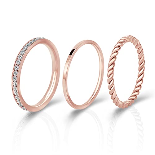 Joacii Zehenringe Stapelbare Ringe für Frauen 18K Rose Gold überzogene Ringe für Männer Ringe Set Comfort Fit Größe 9 von Joacii