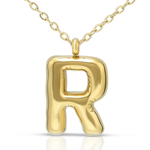 Joacii vergoldeter Ballon Initial Letter R Anhänger Halskette für Frauen von Joacii