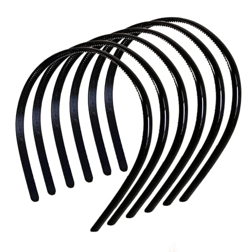 6 Stück Haarreif aus Kunststoff mit Zähnen, schwarzes Haar DIY Unisex Haarreif für Mädchen Frauen Männer (Breite: 8 mm) von Joakaui