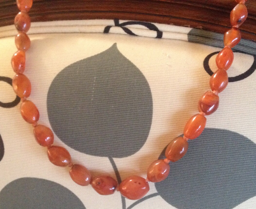 Achat Orange Perle Halskette Achat Orange Perle Halskette von JoanJEtsy