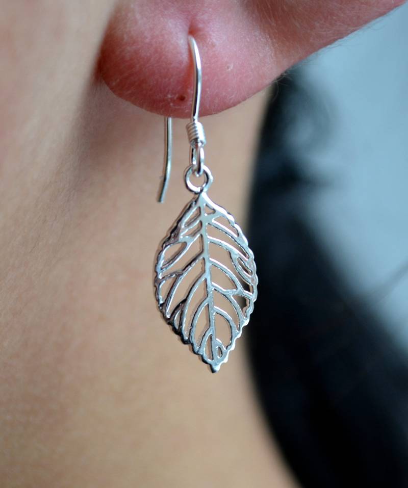 925 Sterling Silber Offene Blatt Hakendraht Ohrringe 925 Sterling Silber Offene Blatt Hakendraht Ohrringe von JoanJewelleryGifts