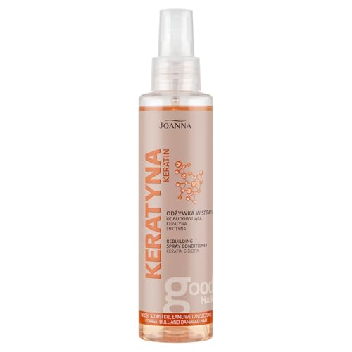 JOANNA Keratin Leave in Conditioner Spray - Haarkur Extrem Geschädigtes Haar - Glossing Haare durch Haarpflege - Haarspülung Damen - Spülung bei Trockenheit, Glanzverlust und Haarbruch - 150ml von Joanna
