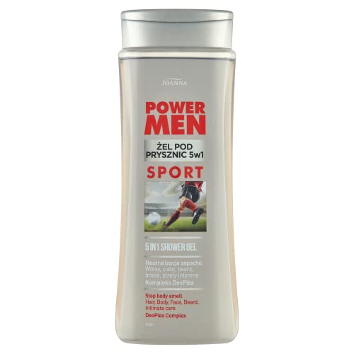 JOANNA Power Men Sport DeoPlex Duschgel für Männer 5in1 - Energie mit Hefe - Gründlich Gereinigte und Erfrischte Haut - Herren Pflegedusche - Angenehmer Duft - 300 ml von Joanna