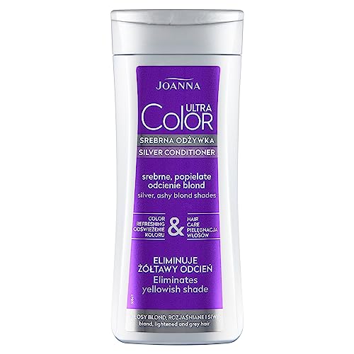 JOANNA Ultra Color Silber Spülung - Haarspülung für Frauen - Farbverbessernde Pflegespülung - Neutralisierung von Unerwünschten Gelbtönen - Erleichtert das Kämmen der Haare - Silberblondtöne - 400 ml von Joanna