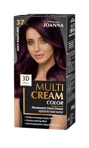 Joanna Multi Cream Color Haarfarbe für Frauen - Sorgt für Lang Anhaltende Farbe - 3D-Tiefeneffekt - Deckt Graue Haare ab - Ansatzfarbe - Farbe Aubergine Pur 37 - Komplettset von Joanna