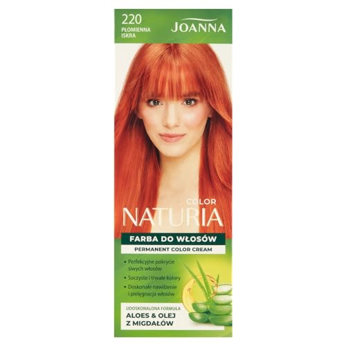 Joanna Naturia Color Haarfarbe für Frauen - Sorgt für Lang Anhaltende Farbe - Enthält Aloe vera und Mandelöl - Attraktive und Tiefe Haarfarbe - Farbe - Lodernder Funke von Joanna