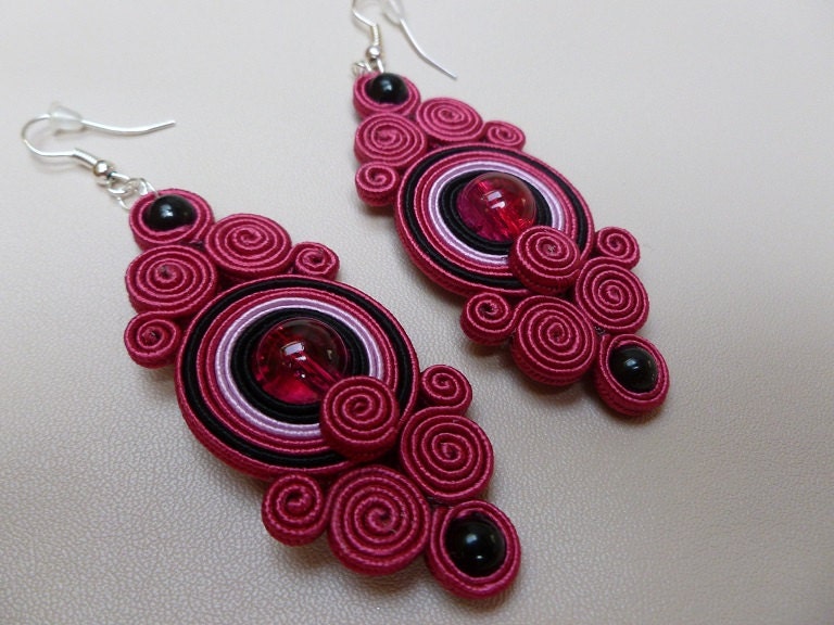 Fuchsia - Soutache Ohrringe Geschenk Für Sie Fuchsia - Soutache Ohrringe Geschenk Für Sie von JoannaArt77