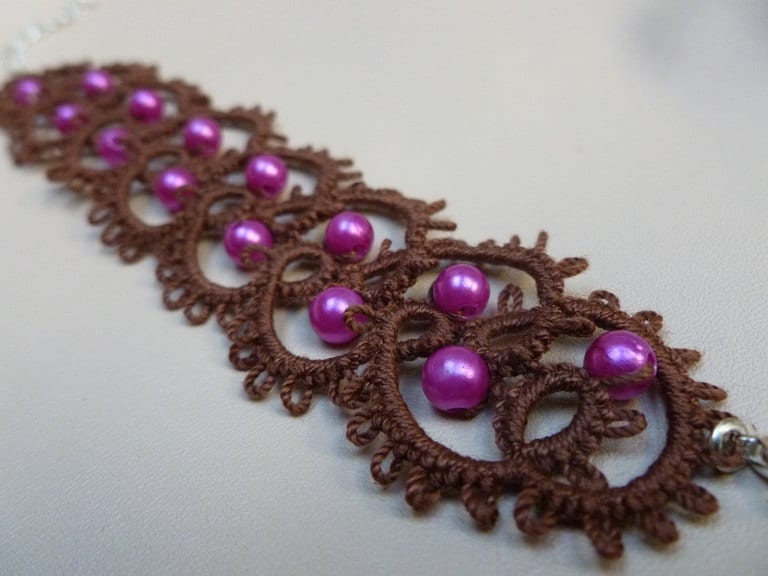 Rosa, Braun - Frivolité Armband Geschenk Für Sie Rosa, Braun - Frivolité Armband Geschenk Für Sie von JoannaArt77