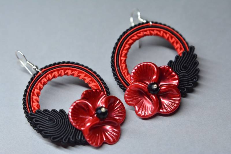 Soutache Ohrringe - Schwarz, Rot Soutache Ohrringe - Schwarz, Rot von JoannaArt77