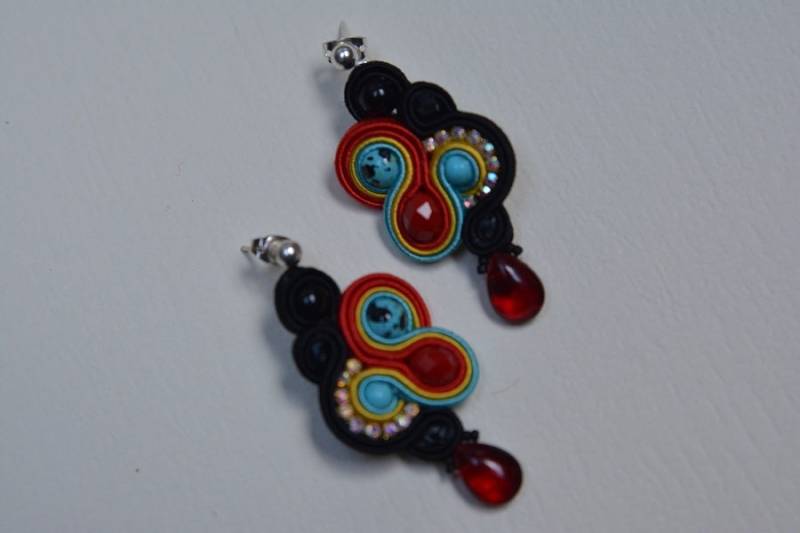 Soutache Ohrringe - Schwarz, Türkis, Rot, Gelb Geschenk Für Sie Soutache Ohrringe - Schwarz, Türkis, Rot, Gelb Geschenk Für Sie von JoannaArt77