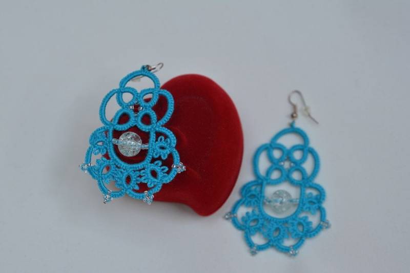 Türkis, Kristall - Frivolité Ohrringe Geschenk Für Sie Türkis, Kristall - Frivolité Ohrringe Geschenk Für Sie von JoannaArt77