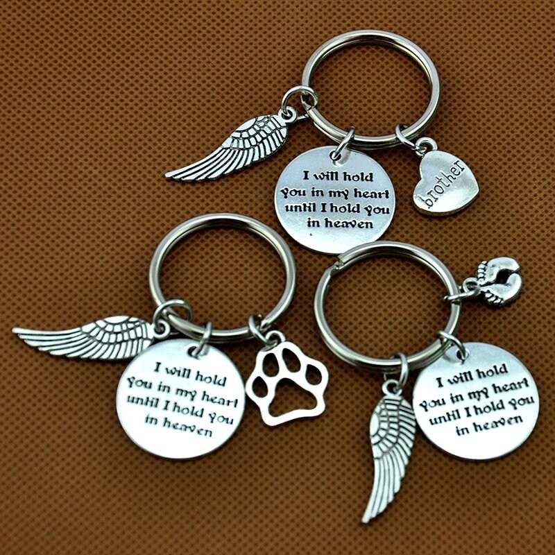Ich Werde Dich in Meinem Herzen Halten, Bis Ich Im Himmel Halte Charm Schlüsselanhänger, Flügel Schlüsselanhänger，memorial, Loss, Bereavement-338-2 von Joannadiybeads