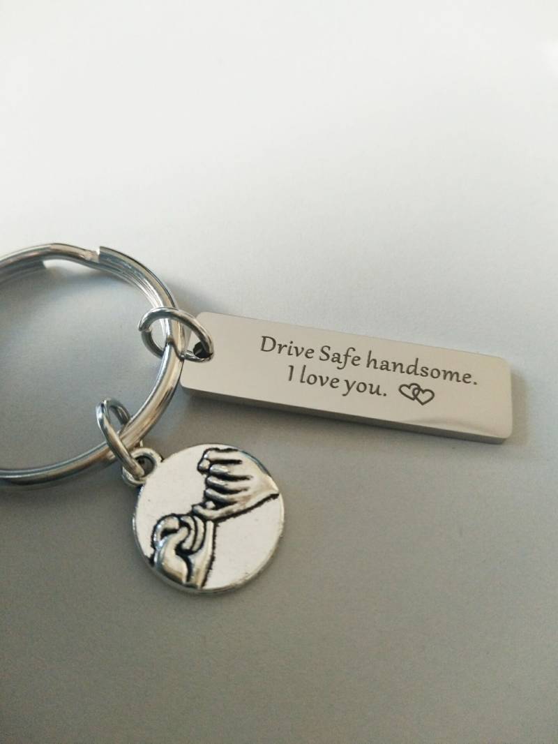 Pinkie Schwören Schlüsselanhänger, Drive Safe Hübscher Anpassbare, Schlüsselanhänger Mit Schwöre Ich Liebe Dich Ehemanngeschenk, Liebten von Joannadiybeads