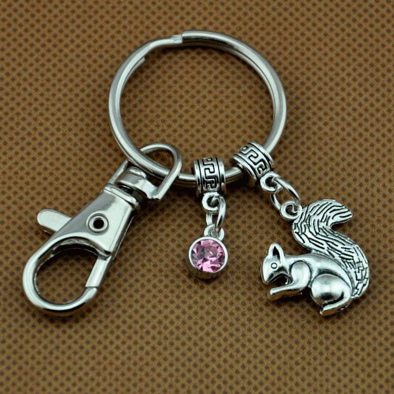 Squirrel Key Rings, Personalisierte Schlüsselkette Mit Initial Birthstone Lobster Swivel Clasp Für Mädchen, Schwester, Freunde. Best Gift-1642 von Joannadiybeads