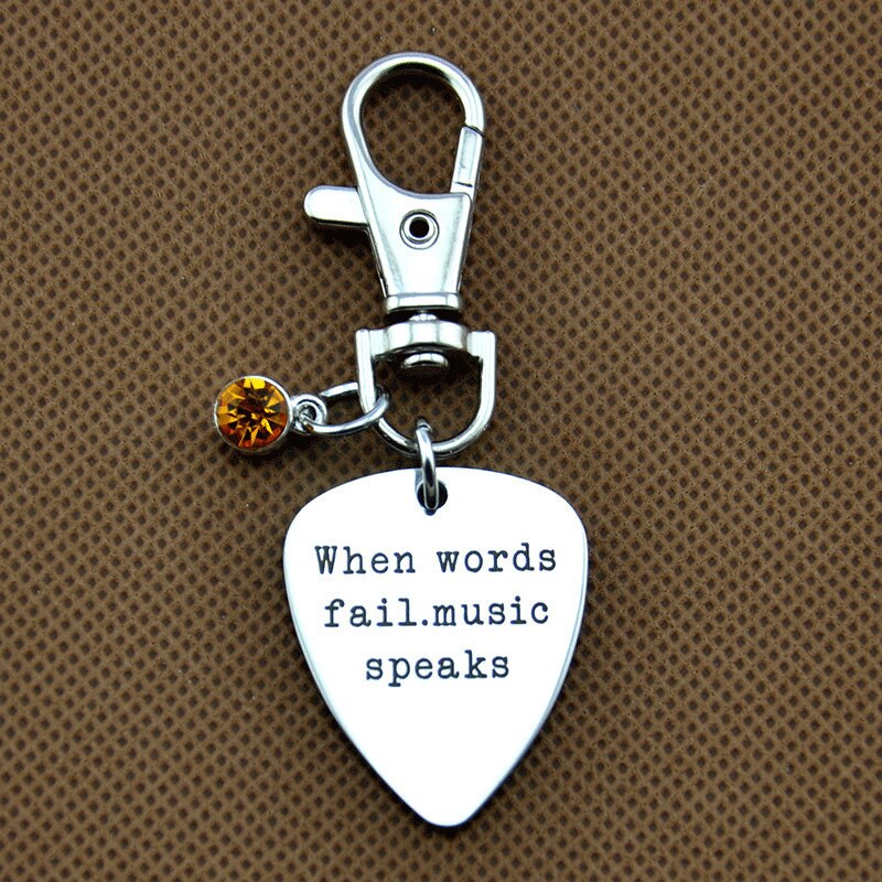 When Words Fail Music Speaks Keychain, Note Key Chain, Personalisierter Musik Schlüsselring von Joannadiybeads