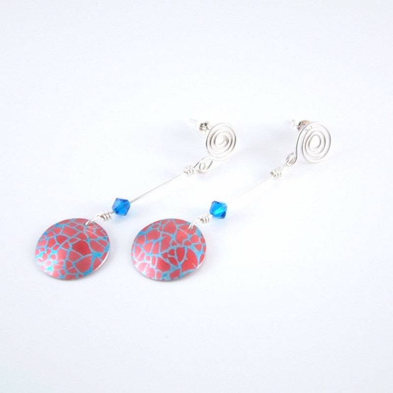 Eloxierte Aluminium Ohrstecker Rot Blau Mit Sterling Silber Spirale Swarovski Kristalle Geschenk Für Sie Bunte Ohrringe Eloxiertes Alaun Eloxierte Aluminium Ohrstecker Rot Blau Mit Sterling Silber Spirale Swarovski Kristalle Geschenk Für Sie Bunte Ohrringe Eloxiertes Alaun von JoanneCoxJewellery