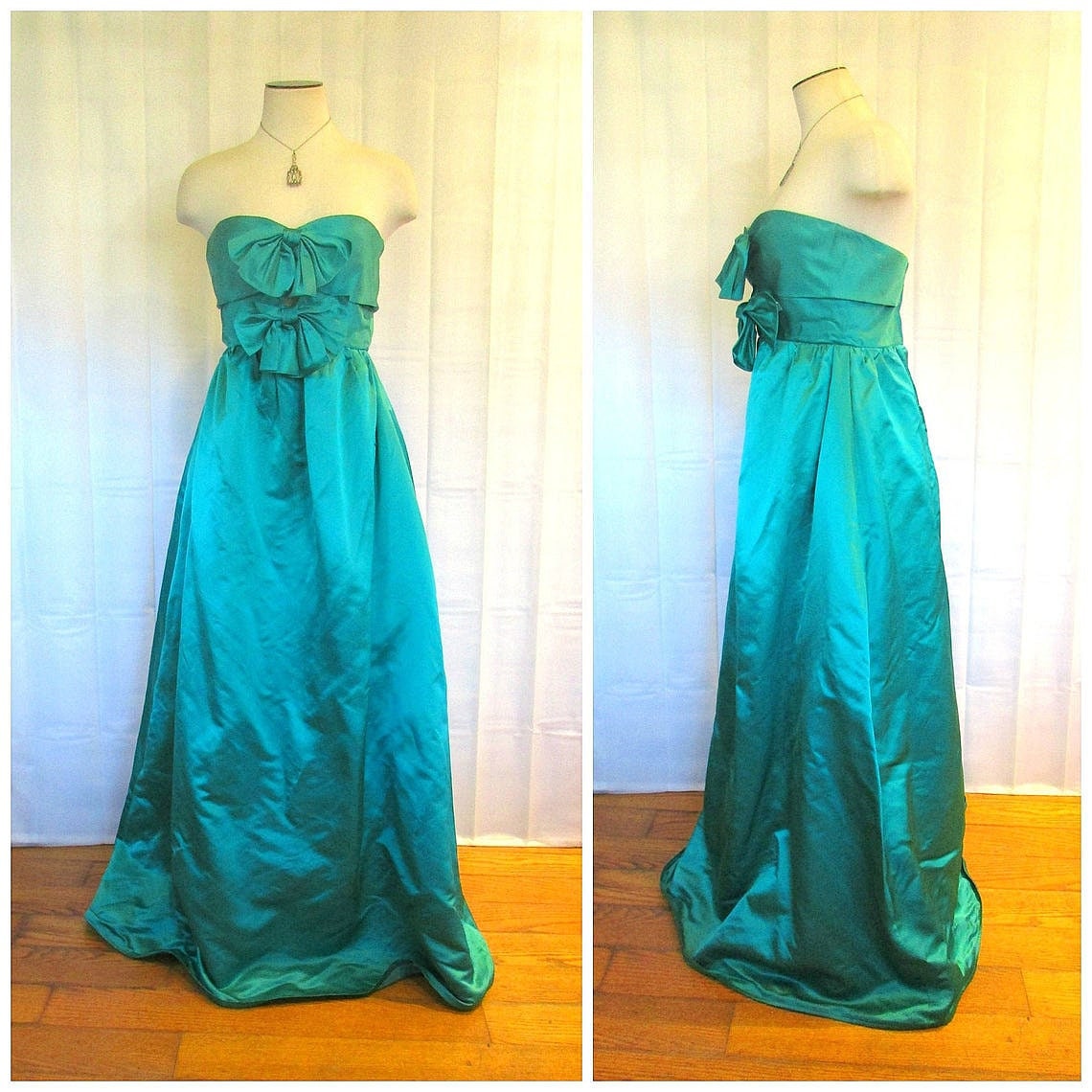 Vintage Ballkleid 1960Er Jahre Trägerlos Smaragdgrün Satin Festliches Gala Maxi Kleid 30 Büste Xs S Prinzessin Party Gehrock Mit Schleifen Vintage Ballkleid 1960Er Jahre Trägerlos Smaragdgrün Satin Festliches Gala Maxi Kleid 30 Büste Xs S Prinzessin Party Gehrock Mit Schleifen von JoanneKleinVintage