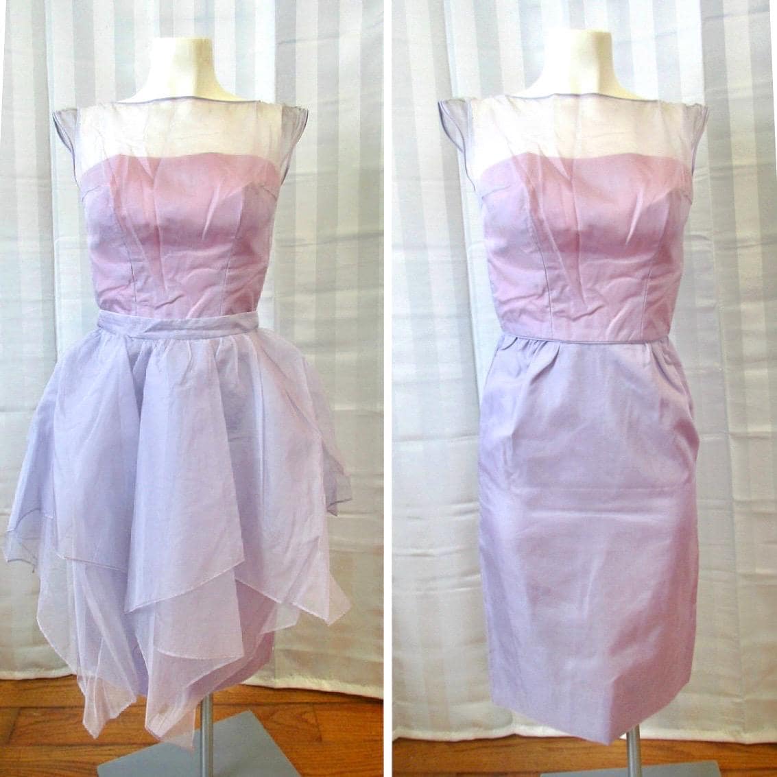 Vintage Emma Domb Party Kleid 1950Er 1960Er Jahre Lavendel Hell Lila Ärmellos Formelle Abendkleid Mit Separatem Schößchen Über Rock 32 Büste Xs S Vintage Emma Domb Party Kleid 1950Er 1960Er Jahre Lavendel Hell Lila Ärmellos Formelle Abendkleid Mit Separatem Schößchen Über Rock 32 Büste Xs S von JoanneKleinVintage