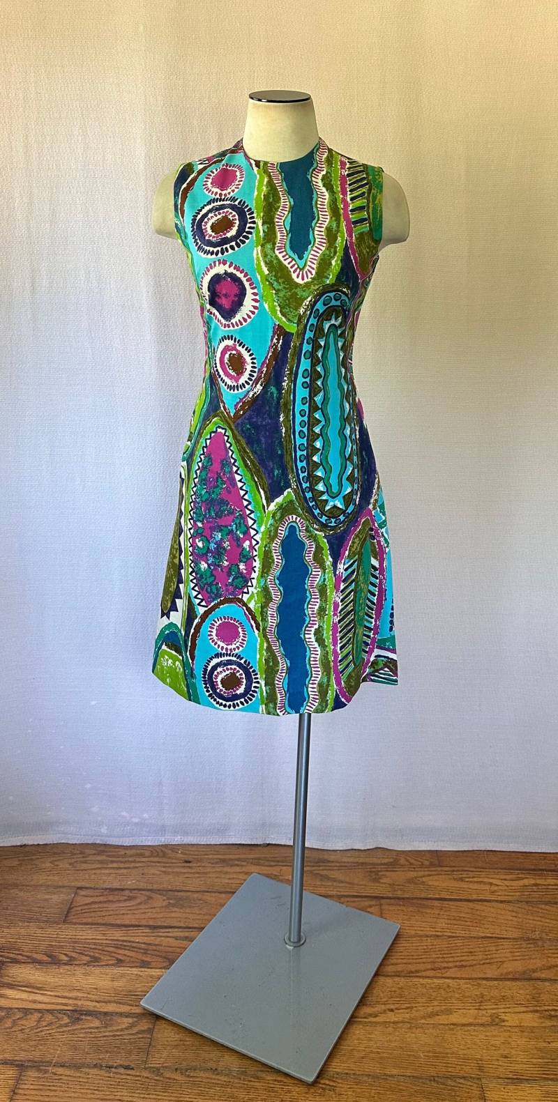 Vintage Mod Kleid 1960S Summer Shift 32 /34 Büste John Abbott Magenta Pink Olivgrün Lila Türkis Blau Weiß Abstrakt Amöbe S M Vintage Mod Kleid 1960S Summer Shift 32 /34 Büste John Abbott Magenta Pink Olivgrün Lila Türkis Blau Weiß Abstrakt Amöbe S M von JoanneKleinVintage