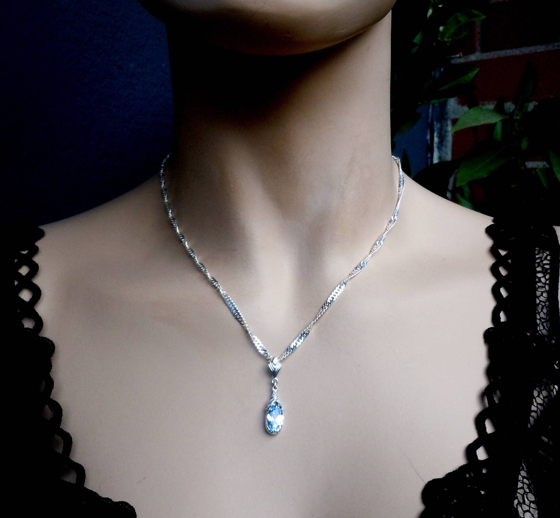 Art Deco Collier Mit Aquamarin 45/60 cm von Joantik