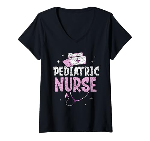 Damen Kinderkrankenschwester Pädiatrie Krankenschwestern Krankenpflege T-Shirt mit V-Ausschnitt Damen Kinderkrankenschwester Pädiatrie Krankenschwestern Krankenpflege T-Shirt mit V-Ausschnitt von Job Nurses Nicu Pediatric Nurse Pediatrics