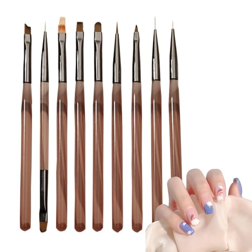 Pinsel-Set | 9 x Nageldesign-Malpinsel – Nagel-Liner-Pinsel für den Heimsalon, Nagellack-Pinsel, Werkzeug-Set von Joberio