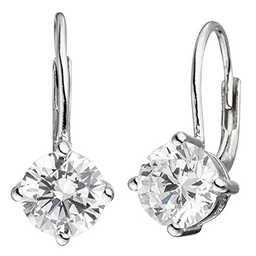 Jobo Damen Boutons quadratisch 925 Sterling Silber rhodiniert 2 Zirkonia Ohrringe Ohrhänger von Jobo