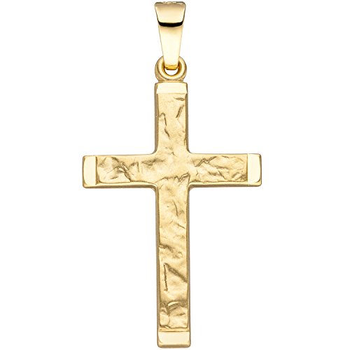 Jobo Damen Anhänger Kreuz 585 Gold Gelbgold gehämmert Goldanhänger Goldkreuz Kreuzanhänger von Jobo